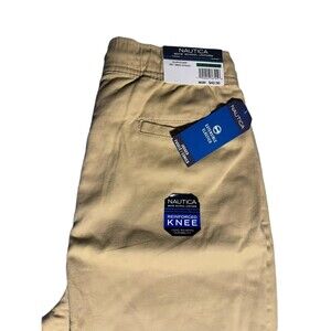 Nautica Boys School Uniform Jogger Pants Khaki Reinforced Knee L 14/16 NUFC C45F